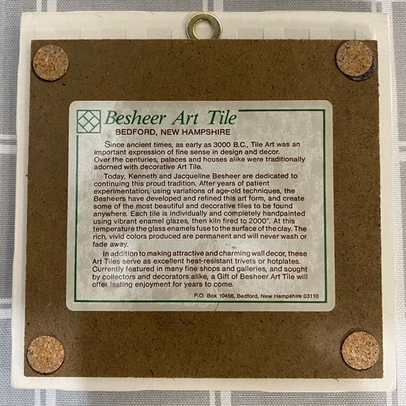 Vintage Besheer Hand Painted Art Asparagus Tile Trivet Veggie Wall Decor Kitchen - Picture 4 of 4